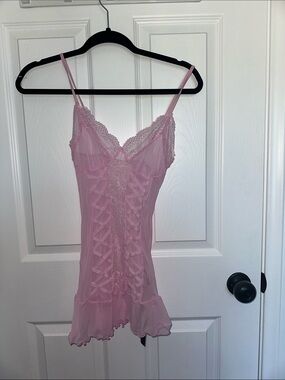 Forplay Pink Lace-Trim Satin Chemise Nightgown - Women's Intimates NWT